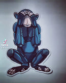Speak No Evil Monkey Robot - Premium Sticker