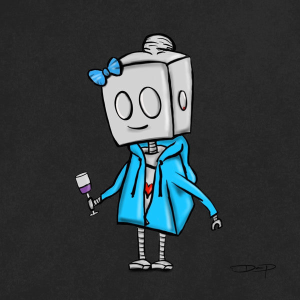 Meet Jerilee... My "Hoodie & Wine" Adorable Robot - Dan Pearce Sticker Shop