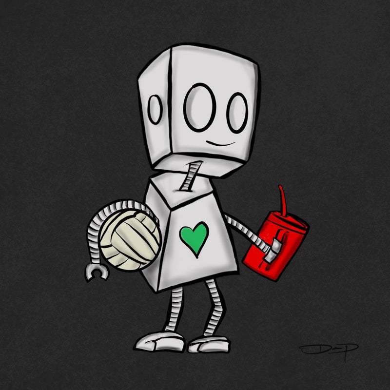 Meet Mark... My "Volleyball" Adorable Robot - Dan Pearce Sticker Shop