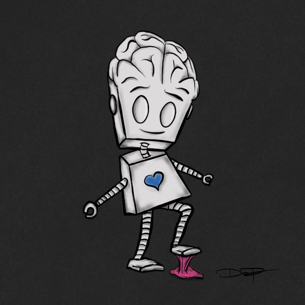 Meet me (Dan)... My "Robot Stepping in Gum" Adorable Robot - Dan Pearce Sticker Shop