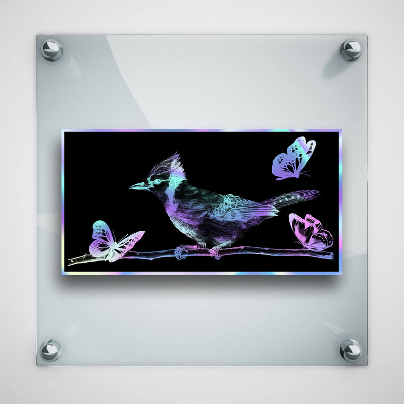 Bluejay & Butterfly - Premium Hologram Sticker