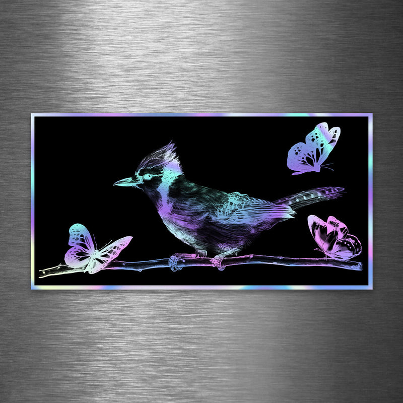 Bluejay & Butterfly - Premium Hologram Sticker