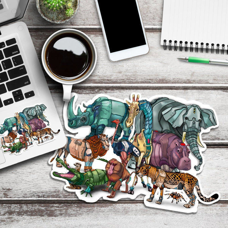 African Robot Animals - Premium Sticker - Dan Pearce Sticker Shop