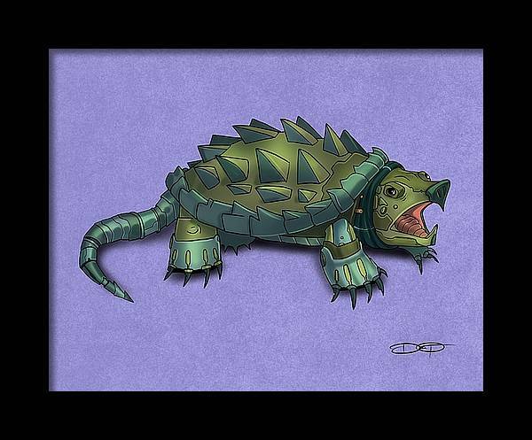 Aligator Snapping Turtle Robot Fine Art Print Created - Dan Pearce Sticker Shop