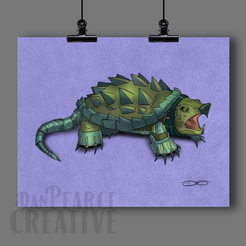 Aligator Snapping Turtle Robot Fine Art Print Created - Dan Pearce Sticker Shop