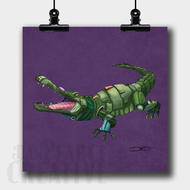 Alligator/Crocodile Robot Fine Art Print Created - Dan Pearce Sticker Shop