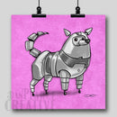 American Eskimo Robot Dog Fine Art Print Created - Dan Pearce Sticker Shop
