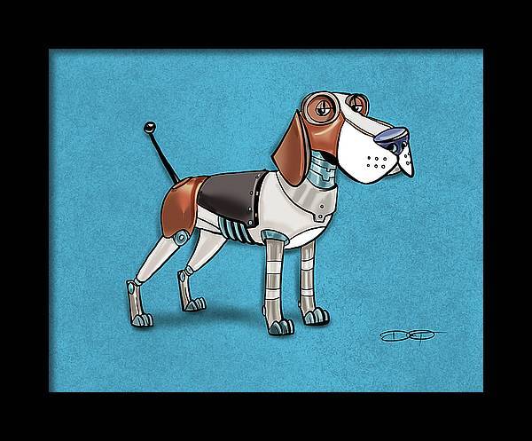 Beagle Robot Dog Fine Art Print Created - Dan Pearce Sticker Shop