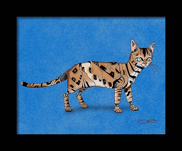 Bengal Cat Robot Cat Fine Art Print Created - Dan Pearce Sticker Shop