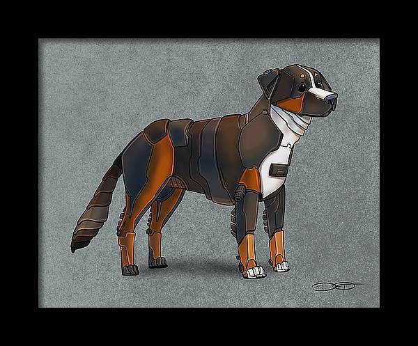 Bernese Mountain Dog Robot Dog Fine Art Print Created - Dan Pearce Sticker Shop