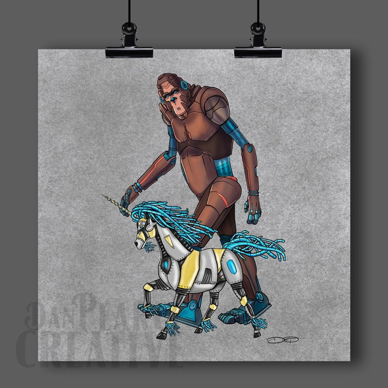 "Bigfoot & His Unicorn" Fine Art Print Created - Dan Pearce Sticker Shop