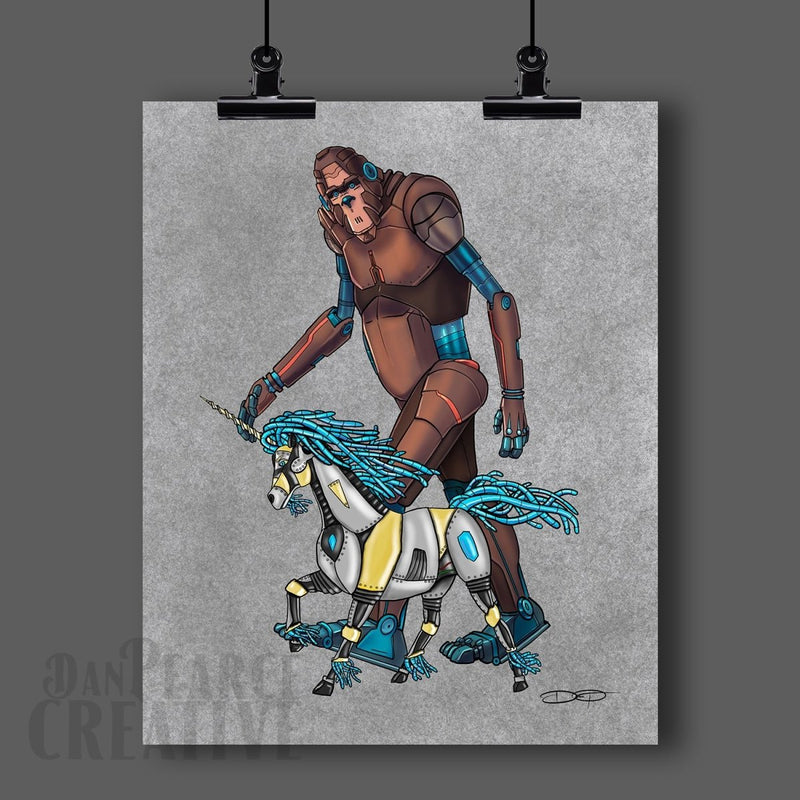 "Bigfoot & His Unicorn" Fine Art Print Created - Dan Pearce Sticker Shop