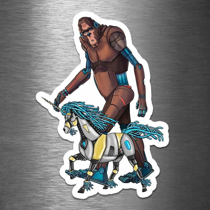 Bigfoot & His Unicorn - Robots - Vinyl Sticker - Dan Pearce Sticker Shop