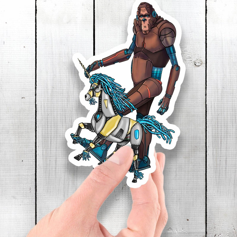 Bigfoot & His Unicorn - Robots - Vinyl Sticker - Dan Pearce Sticker Shop