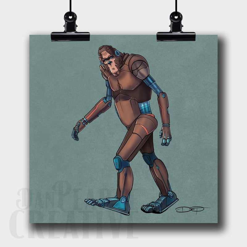 Bigfoot Sasquatch Robot Fine Art Print Created - Dan Pearce Sticker Shop