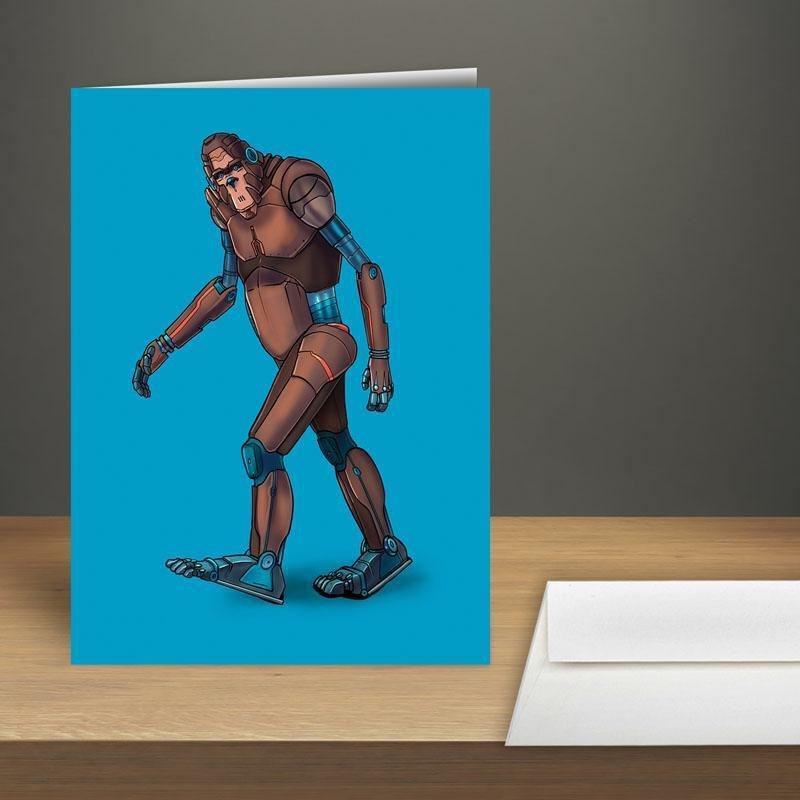 Bigfoot/Sasquatch Robot Premium Greeting Card(s) Featuring Art - Dan Pearce Sticker Shop