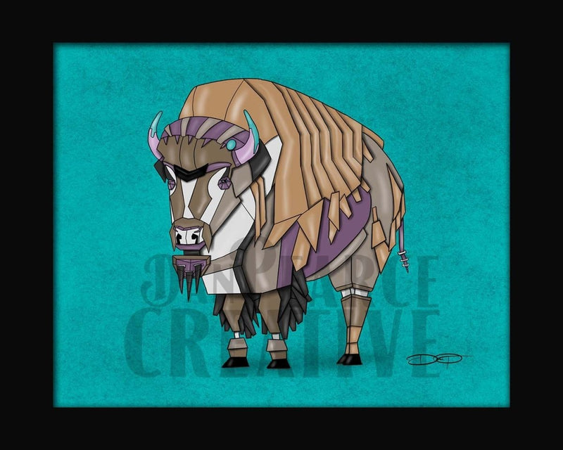 Bison Robot Fine Art Print Created - Dan Pearce Sticker Shop