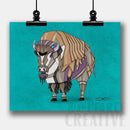 Bison Robot Fine Art Print Created - Dan Pearce Sticker Shop