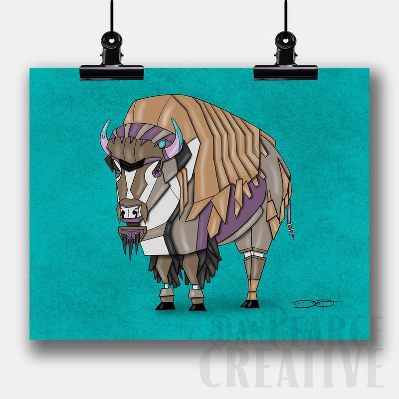 Bison Robot Fine Art Print Created - Dan Pearce Sticker Shop