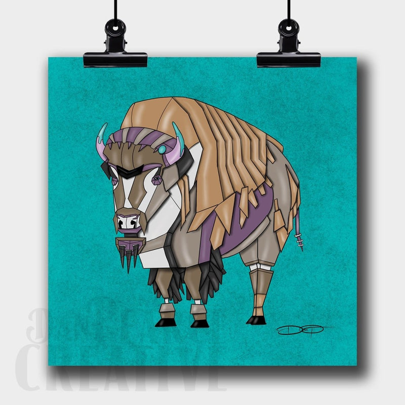 Bison Robot Fine Art Print Created - Dan Pearce Sticker Shop