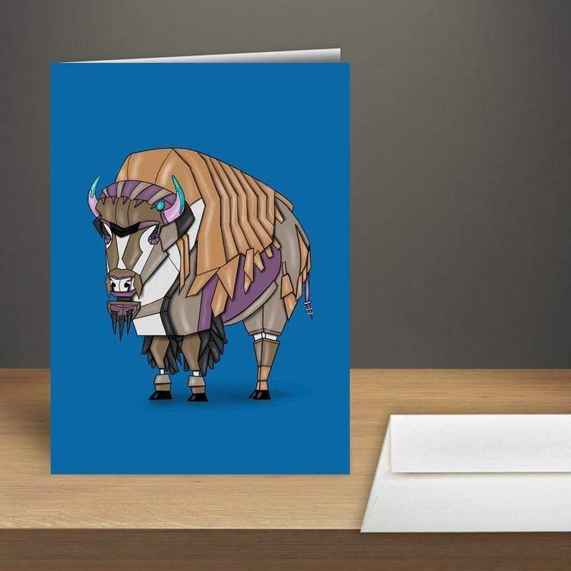 Bison/Buffalo Robot Premium Greeting Card(s) Featuring Art - Dan Pearce Sticker Shop