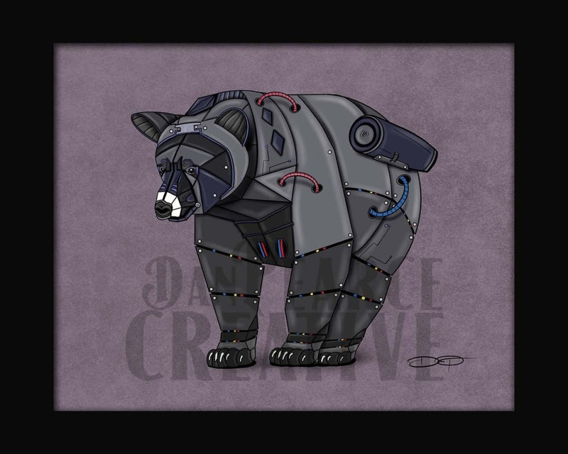 Black Bear Robot Fine Art Print Created - Dan Pearce Sticker Shop
