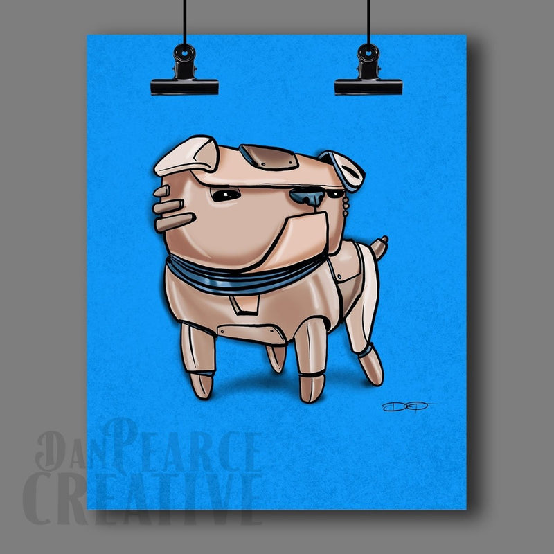 Bulldog Robot Dog Fine Art Print Created - Dan Pearce Sticker Shop