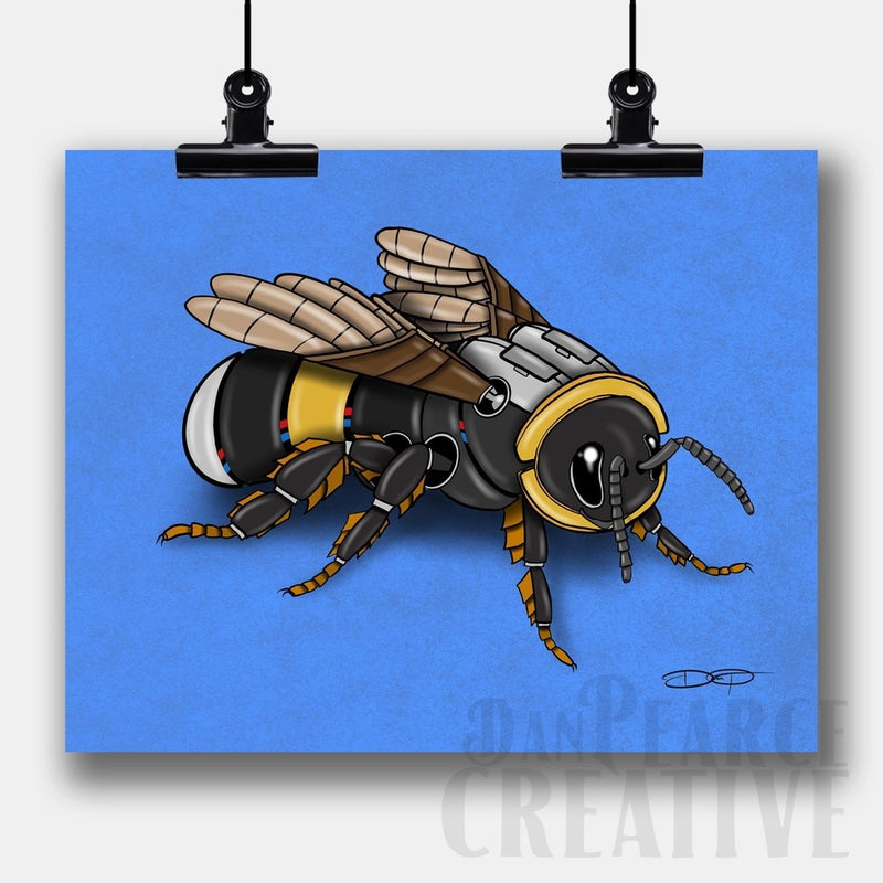 Bumblebee Robot Fine Art Print Created - Dan Pearce Sticker Shop