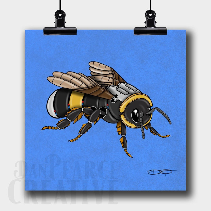 Bumblebee Robot Fine Art Print Created - Dan Pearce Sticker Shop