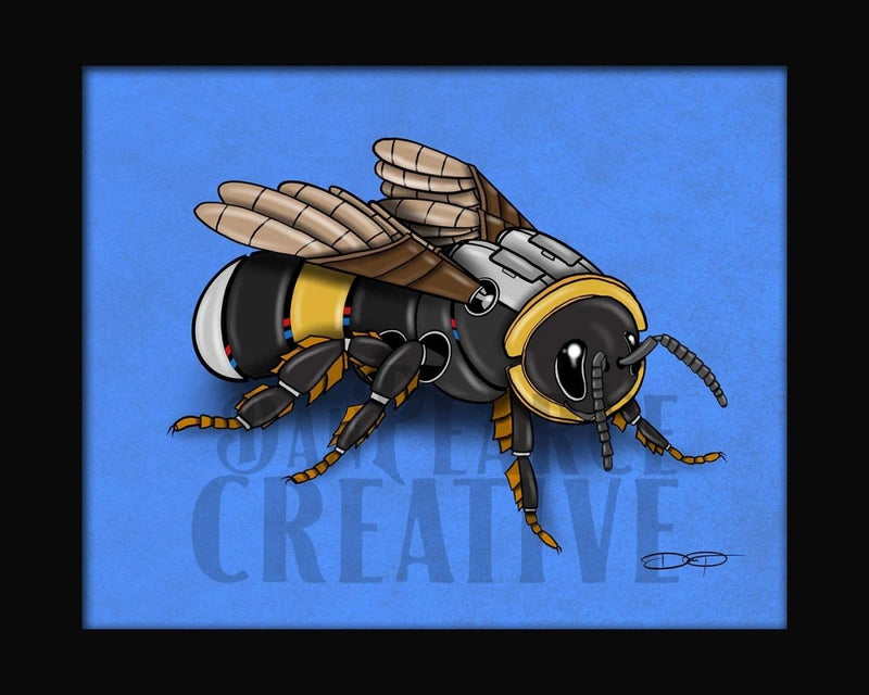 Bumblebee Robot Fine Art Print Created - Dan Pearce Sticker Shop