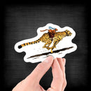 Cat Riding a Cheetah - Vinyl Sticker - Dan Pearce Sticker Shop
