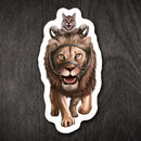 Cat Riding a Lion - Vinyl Sticker - Dan Pearce Sticker Shop
