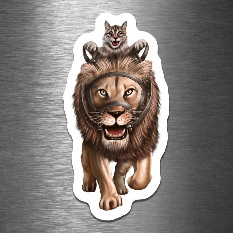 Cat Riding a Lion - Vinyl Sticker - Dan Pearce Sticker Shop