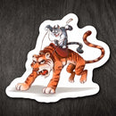 Cat Riding a Tiger - Vinyl Sticker - Dan Pearce Sticker Shop