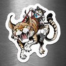 Cat Riding a Wildcat - Vinyl Sticker - Dan Pearce Sticker Shop