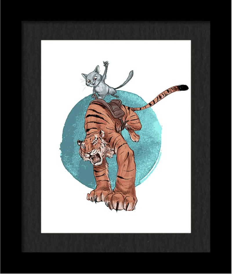 "Cat Riding the Tiger" Art Print - Dan Pearce Sticker Shop