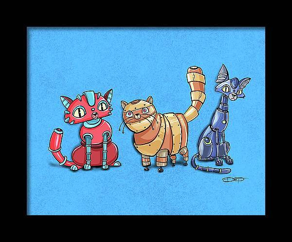 CATS! Robot Fine Art Print Created - Dan Pearce Sticker Shop