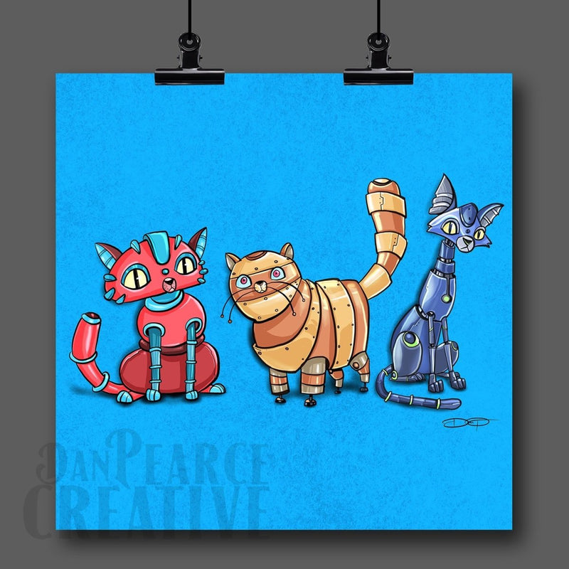 CATS! Robot Fine Art Print Created - Dan Pearce Sticker Shop