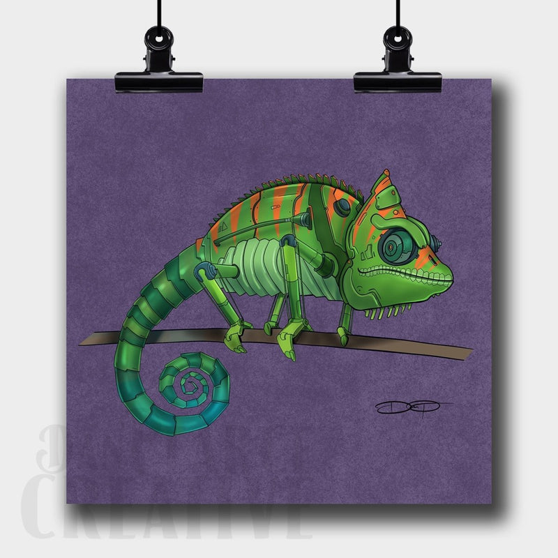 Chameleon Robot Fine Art Print Created - Dan Pearce Sticker Shop