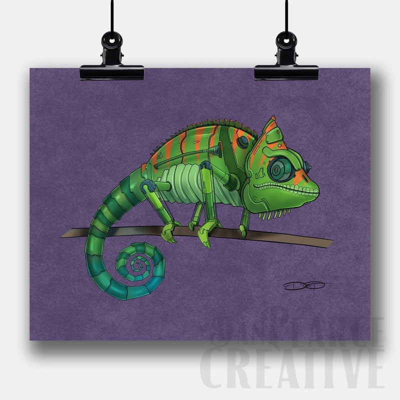 Chameleon Robot Fine Art Print Created - Dan Pearce Sticker Shop