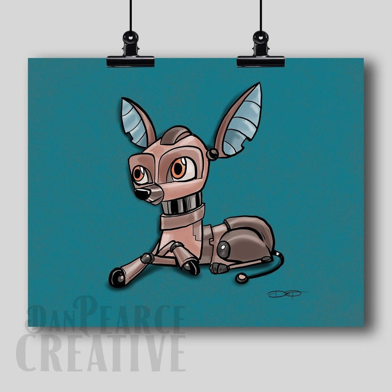 Chihuahua Robot Dog Fine Art Print Created - Dan Pearce Sticker Shop