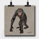 Chimpanzee Robot Fine Art Print Created - Dan Pearce Sticker Shop