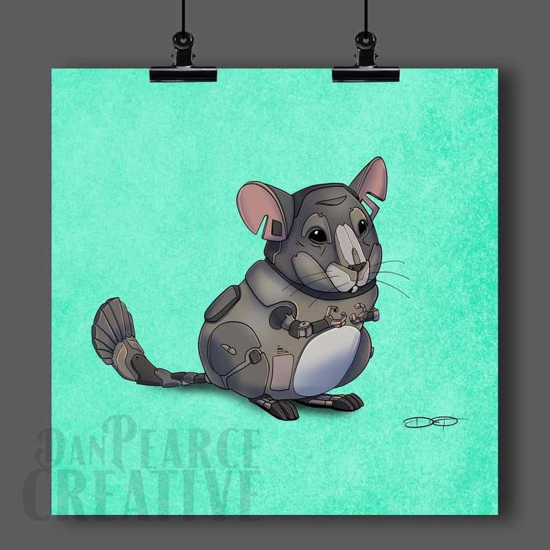 Chinchilla Robot Fine Art Print Created - Dan Pearce Sticker Shop