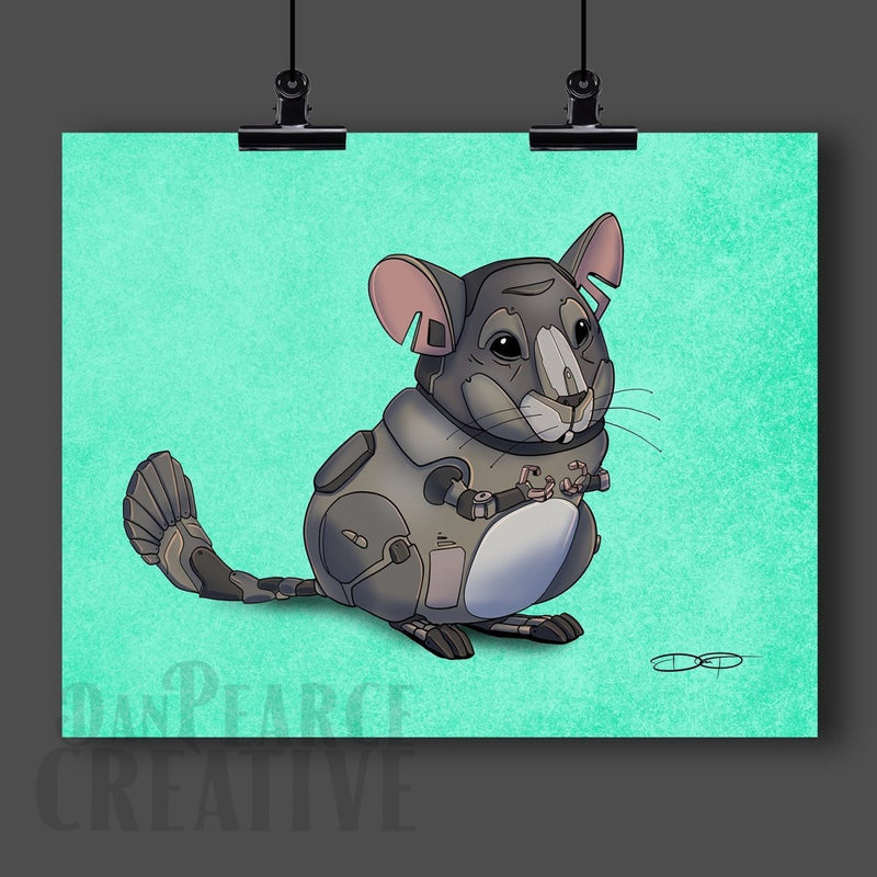 Chinchilla Robot Fine Art Print Created - Dan Pearce Sticker Shop