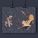 "Come On Slow Poke" Cheetah Pulling the Sloth Art Print - Dan Pearce Sticker Shop