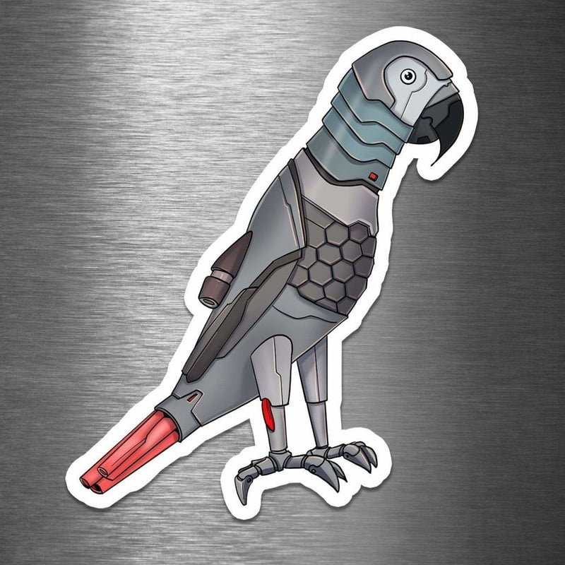 Congo African Grey Parrot Robot - Vinyl Sticker - Dan Pearce Sticker Shop