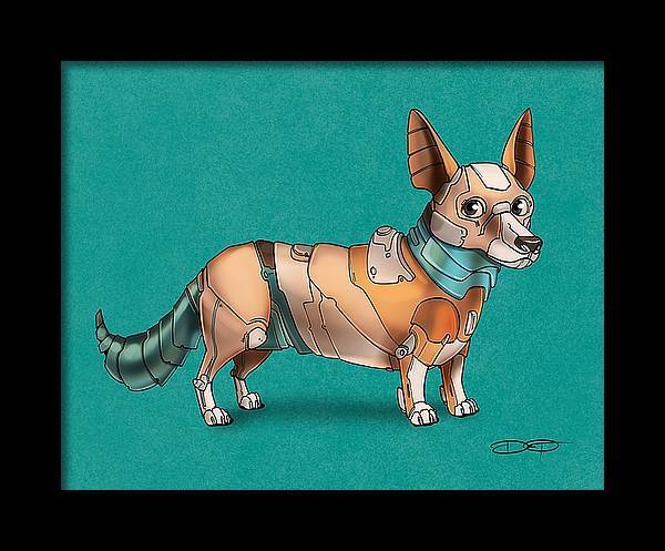 Corgi Robot Dog Fine Art Print Created - Dan Pearce Sticker Shop