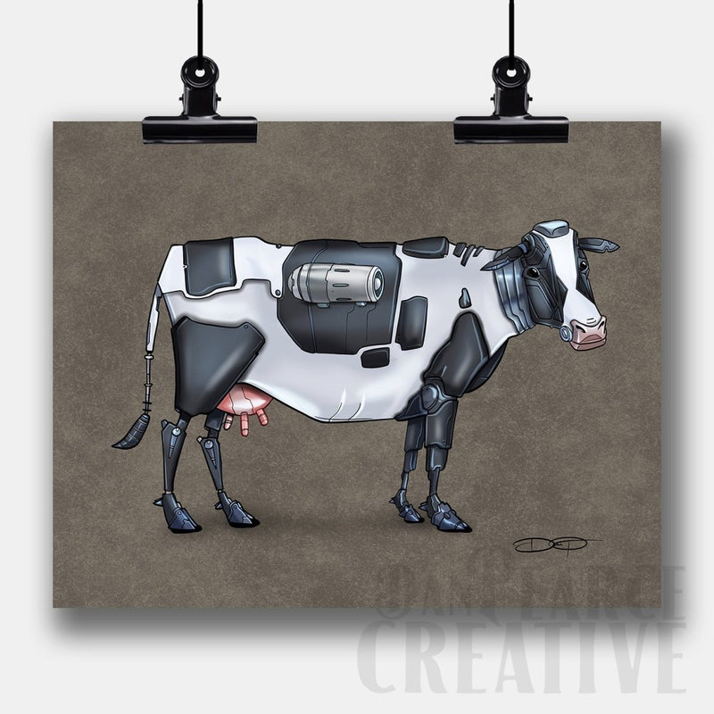 Cow Robot Fine Art Print Created - Dan Pearce Sticker Shop