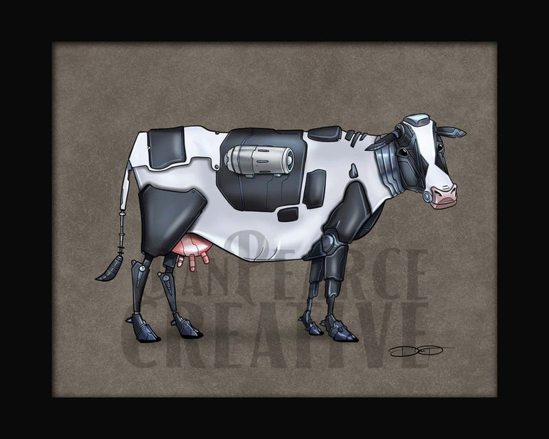 Cow Robot Fine Art Print Created - Dan Pearce Sticker Shop