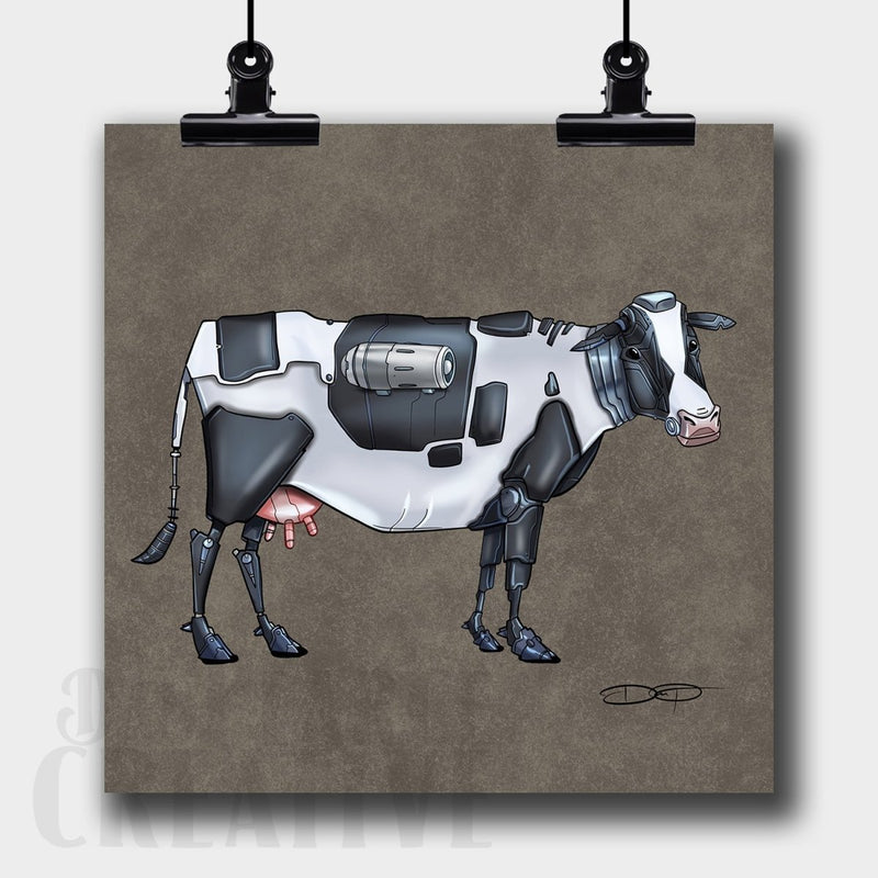Cow Robot Fine Art Print Created - Dan Pearce Sticker Shop